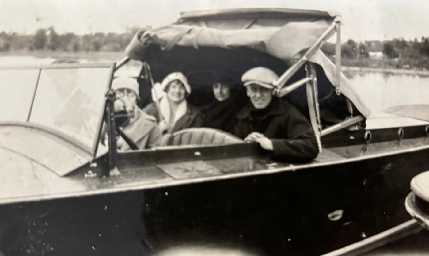 Vintage launch with guests
